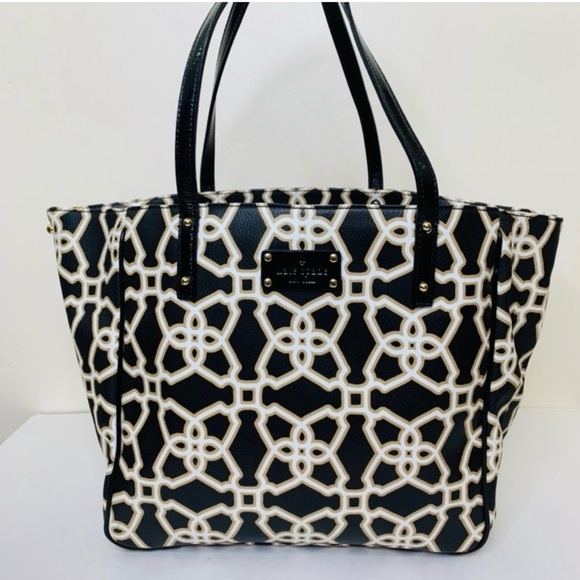 Kate Spade Moroccan Market Michelle Tote Bag Black and Cream GUC!♥️ - Picture 12 of 12